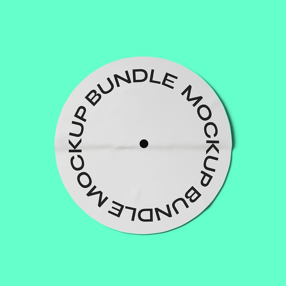 Free Round Paper Label Mockup Top View PSD