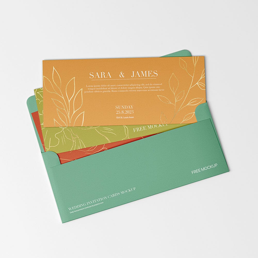 Free Simple Wedding Invitation Cards Mockup PSD
