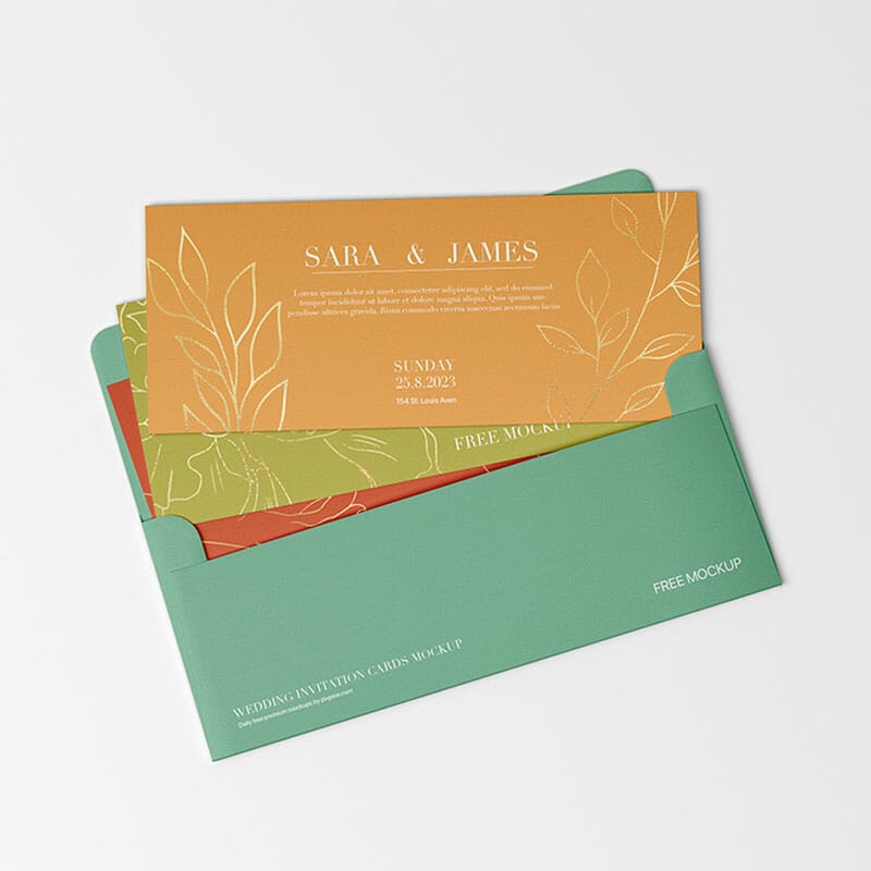 Free Simple Wedding Invitation Cards Mockup PSD