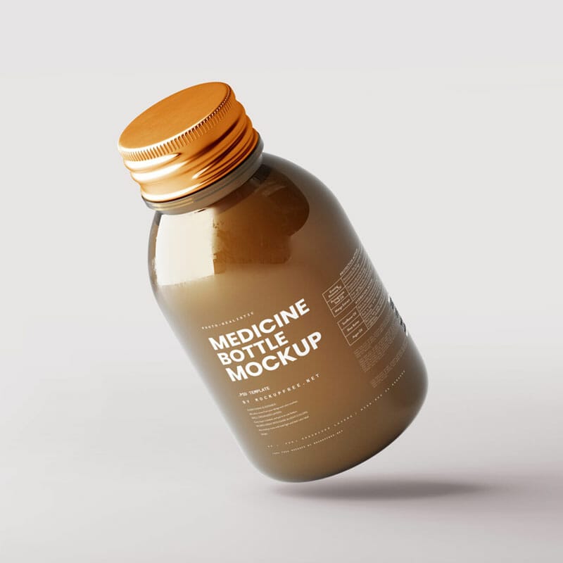 Free Small Liquid Medicine Bottle Mockup PSD