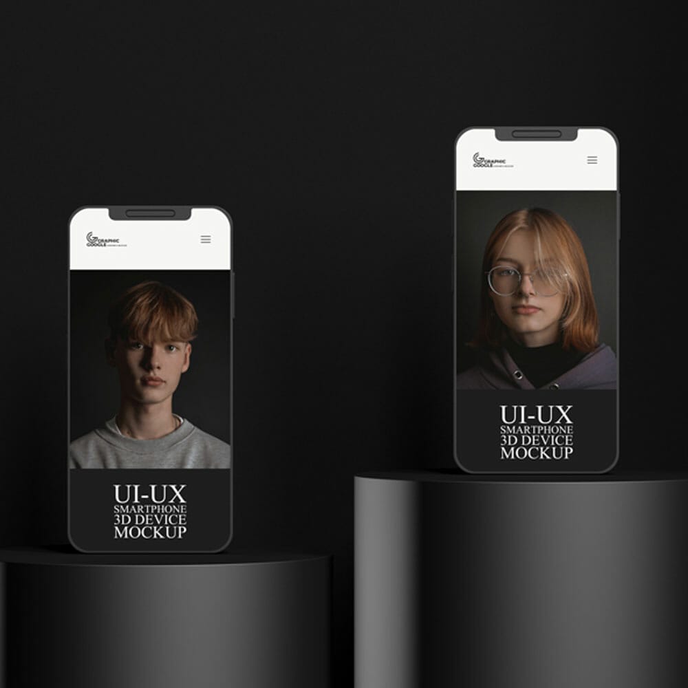 Free Smartphone 3D Device UI-UX Mockup PSD