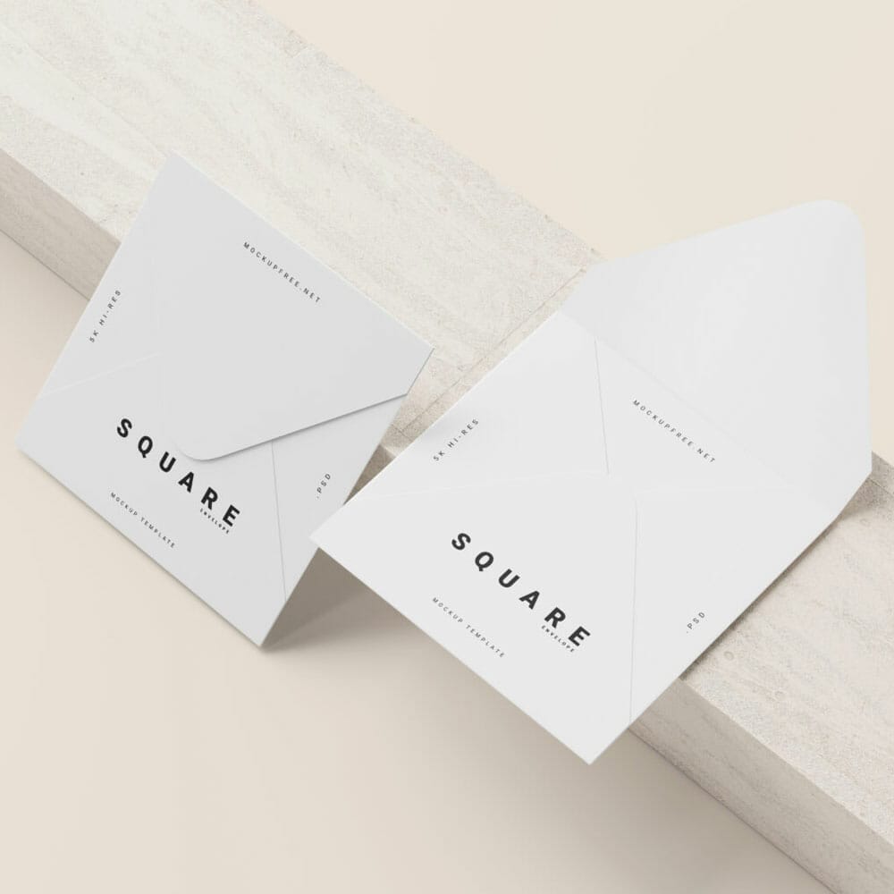Free Square Envelope Mockups PSD