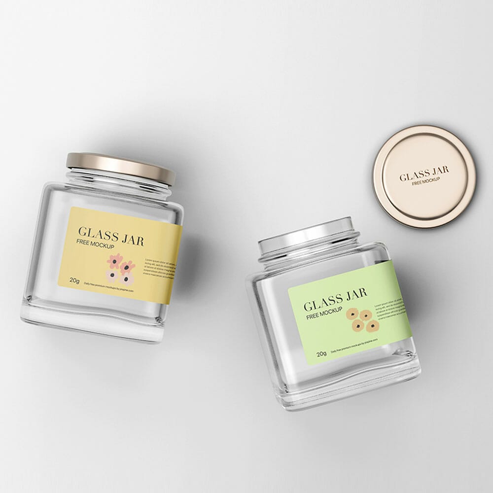 Free Square Glass Jar Mockup PSD