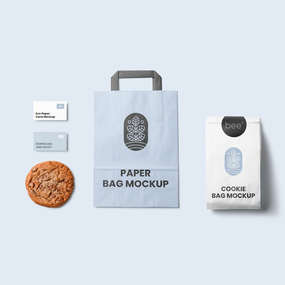 Free Stationery Paper Bag Mockup PSD