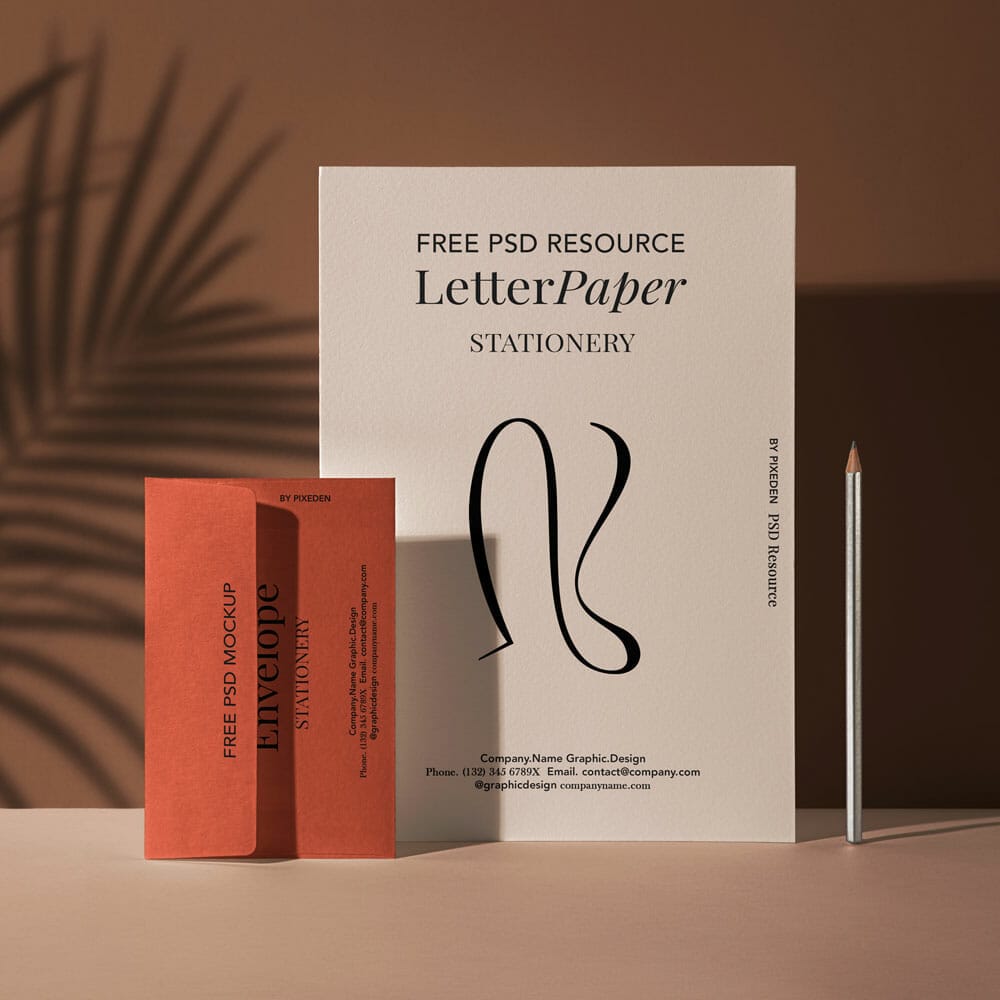 Free Stationery Paper Letter PSD Mockup Set