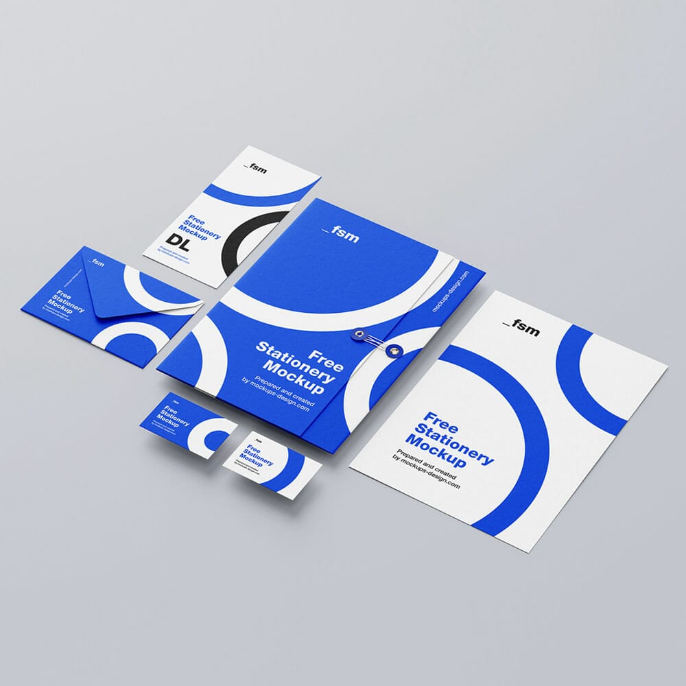 Free Stationery With String Folder Mockup PSD