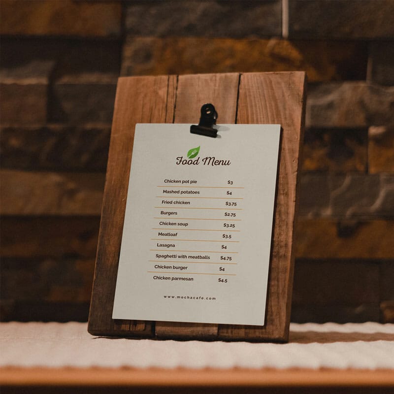 Free Table Stand Menu Mockup PSD