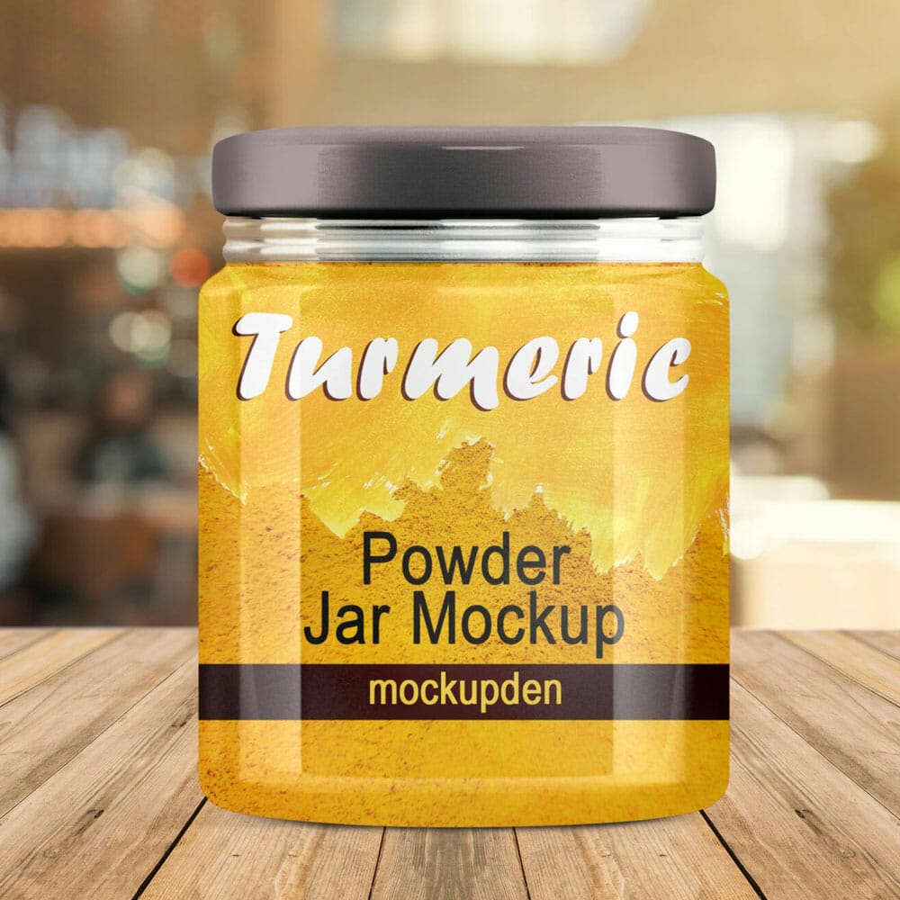 Free Turmeric Powder Jar Mockup PSD Template
