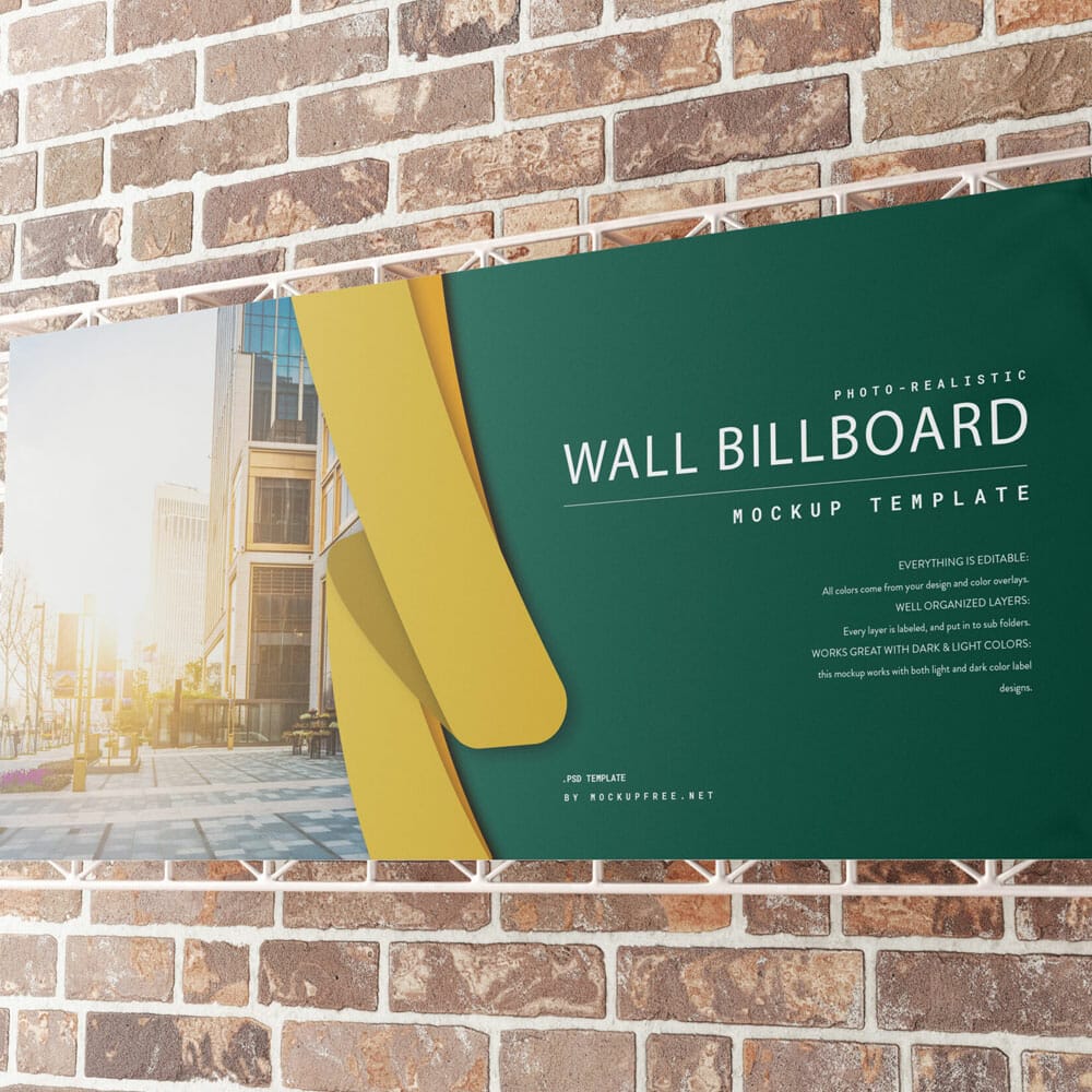 Free Wall Billboard Mockup PSD
