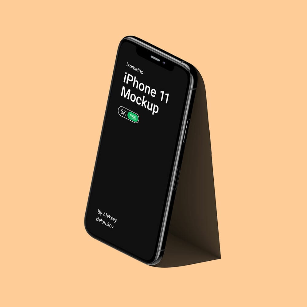 Free iPhone 11 Pro Isometric Mockup PSD