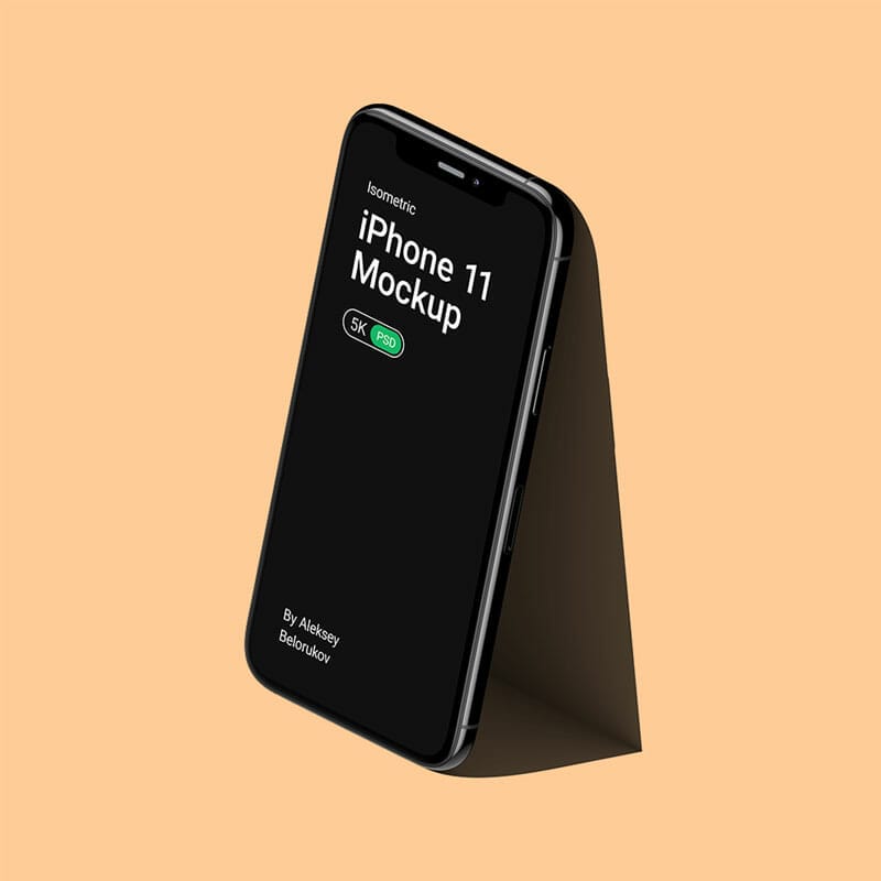 Free iPhone 11 Pro Isometric Mockup PSD
