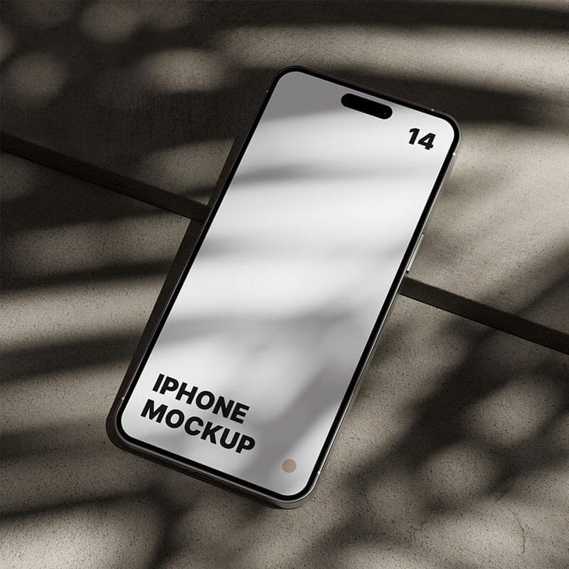 Free iPhone 14 Pro Max On Concrete Mockup PSD
