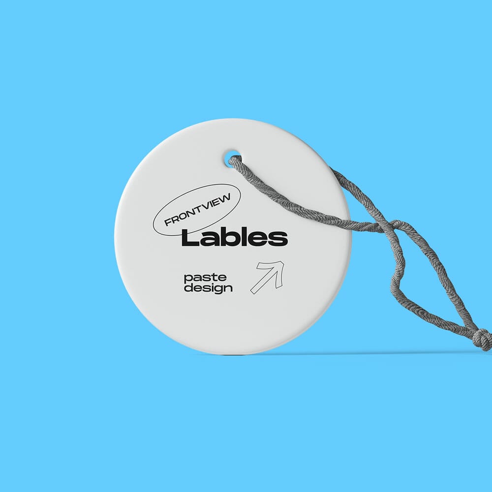 Front View Free Round Label On Rope Mockup PSD