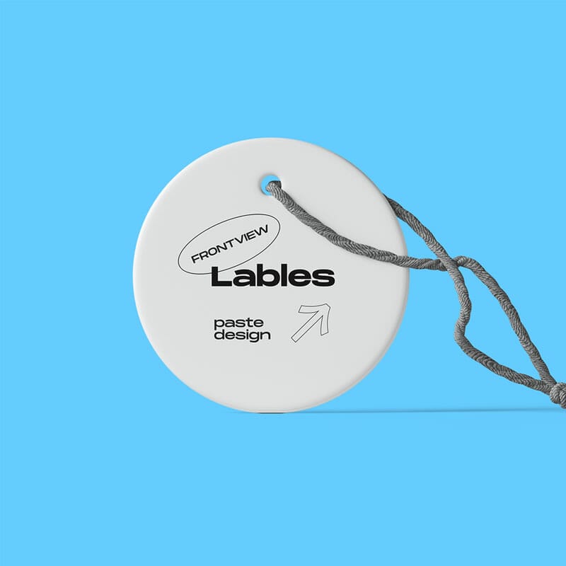 Front View Free Round Label On Rope Mockup PSD