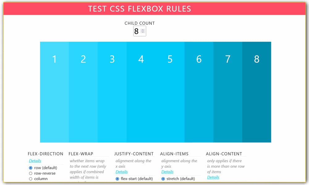 Test CSS Flexbox Rules Live