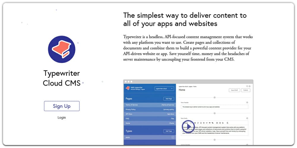 Typewriter Cloud CMS