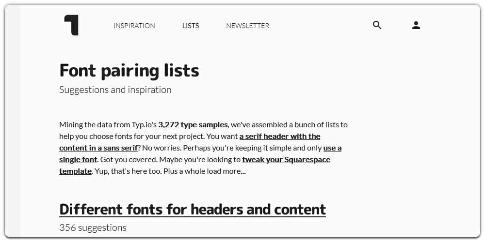 Typo Font Pairing Lists