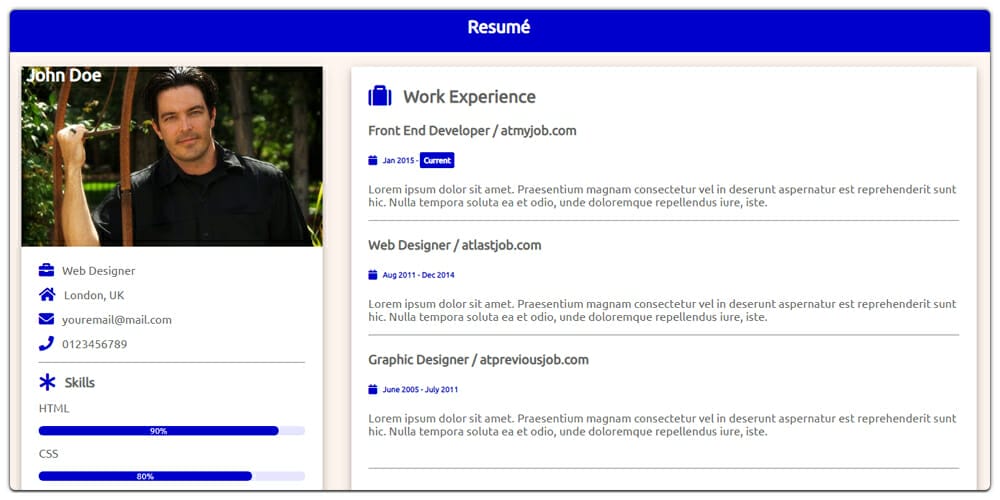 20+ Free HTML Resume Templates 2023