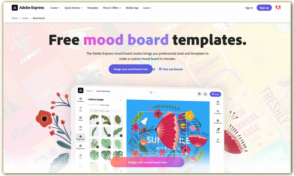 Adobe Express Mood Board Creator