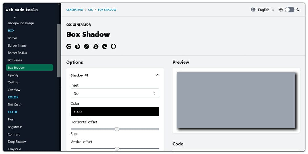 Box Shadow CSS Generator