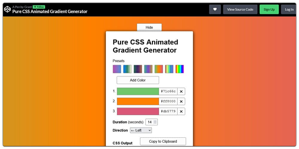 CSS Animated Gradient Generator