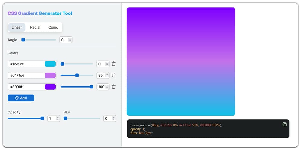 CSS Gradient Generator Tool