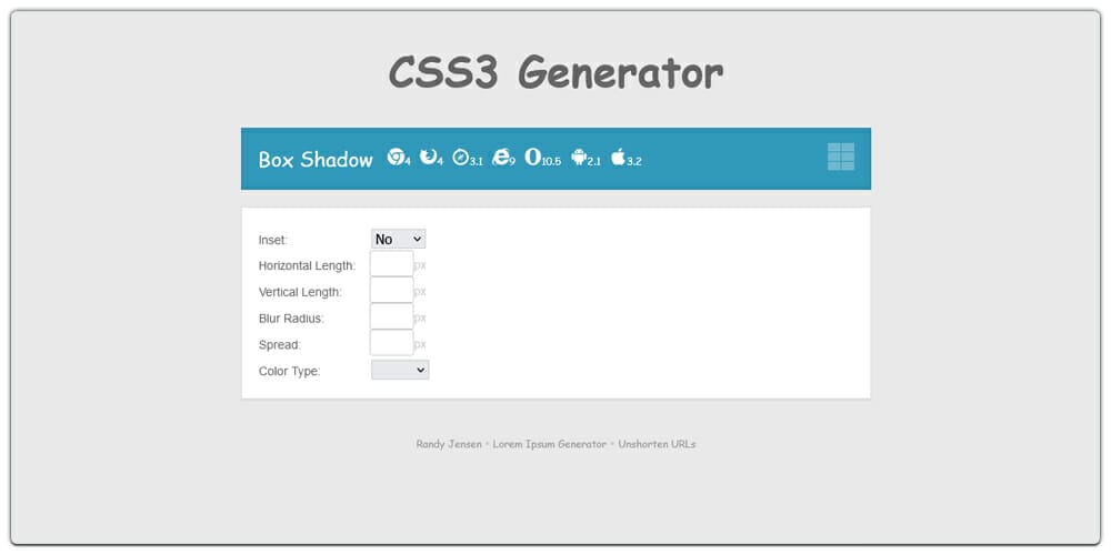 CSS3 Box Shadow Generator