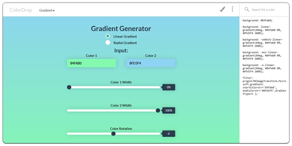Colordrop Gradient Generator