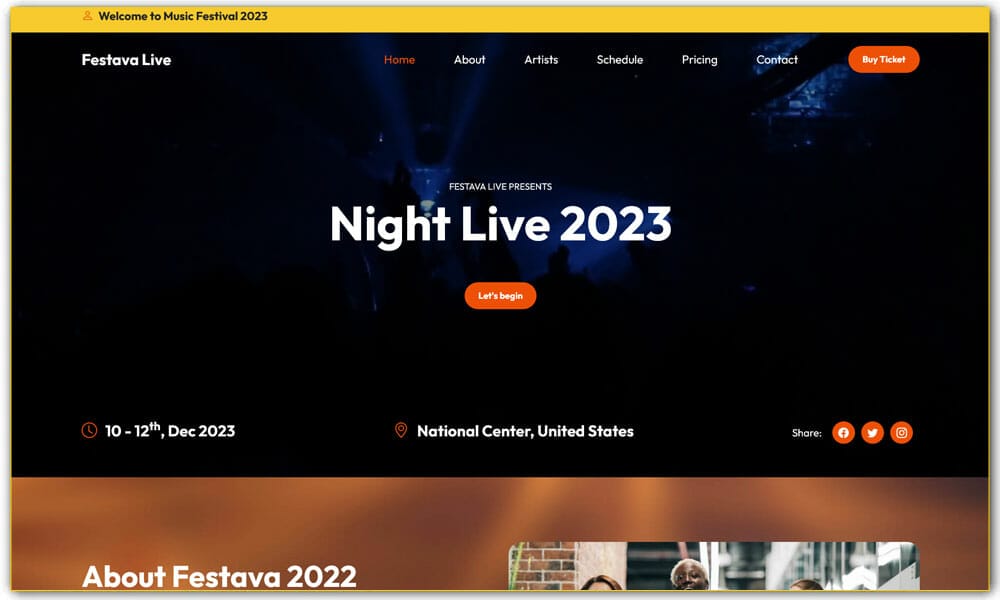FestaveLive – Free Bootstrap 5 HTML5 Landing Page Template