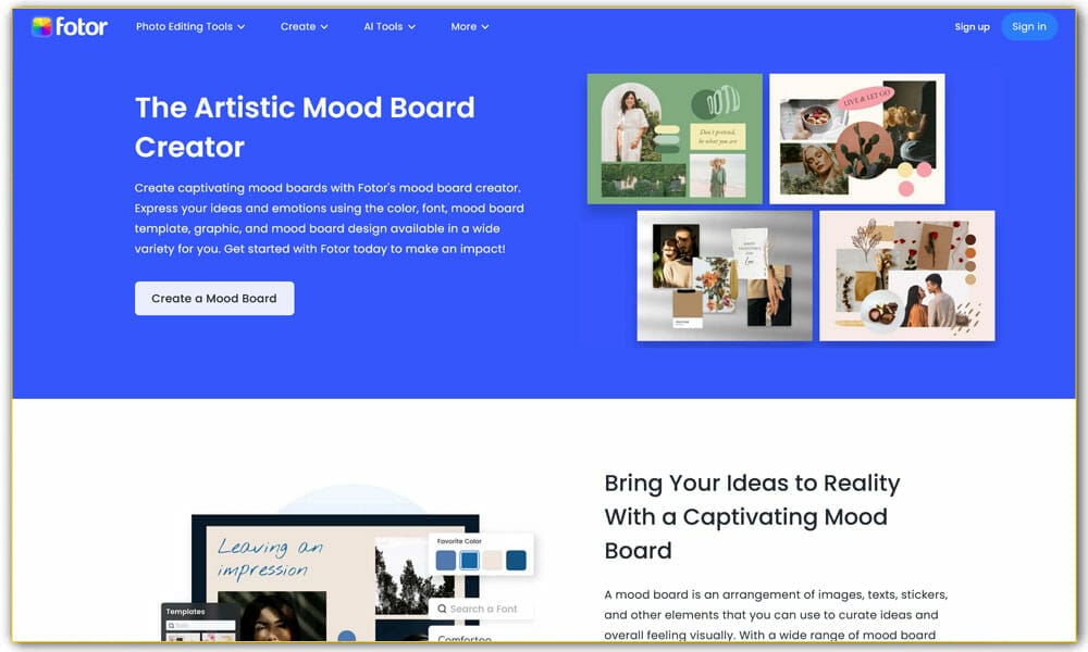 Fotor's Mood Board Creator