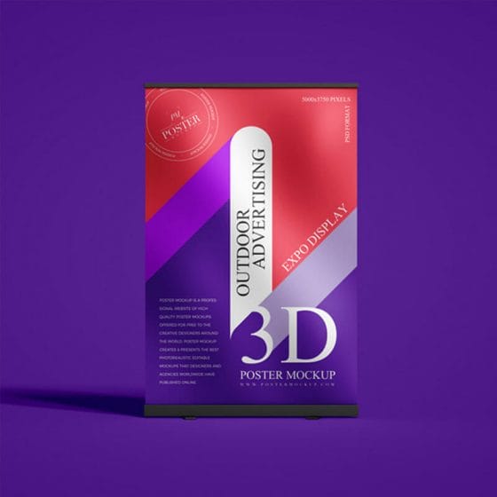 Free 3D Expo Display Poster Mockup PSD