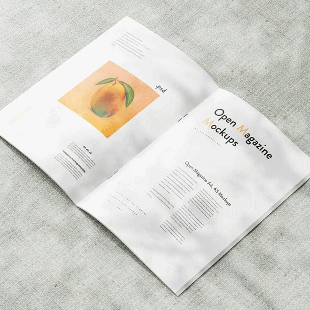 Free Animated Open Magazine Mockup PSD