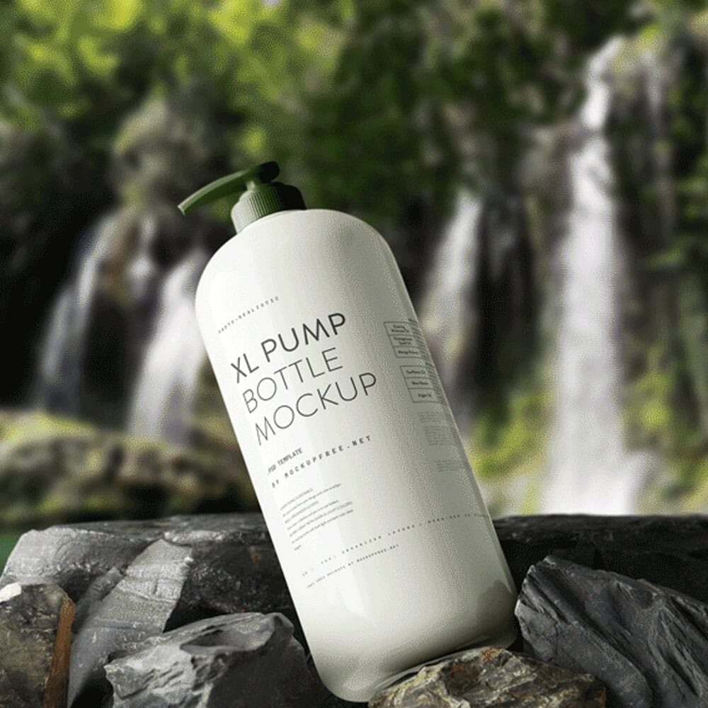 Free Animated Pump Bottle Mockup PSD