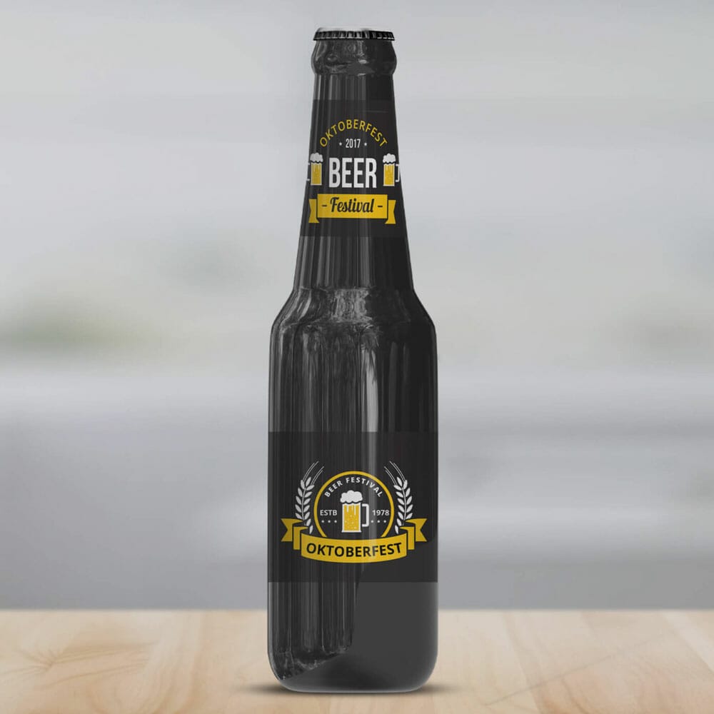 Free Beer Black Bottle Mockup PSD Template