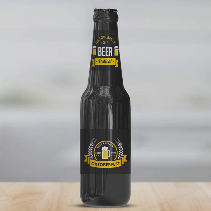 Free Beer Black Bottle Mockup PSD Template