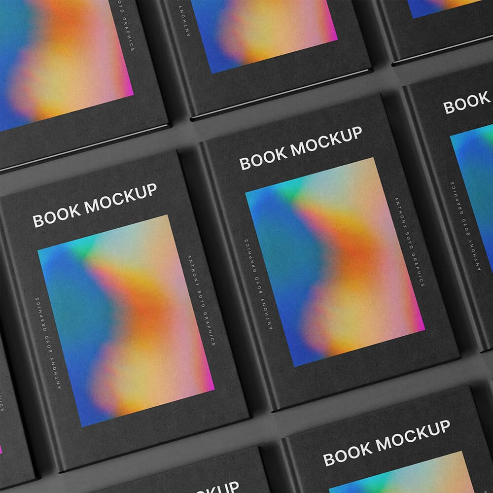 Free Book Grid Mockup PSD