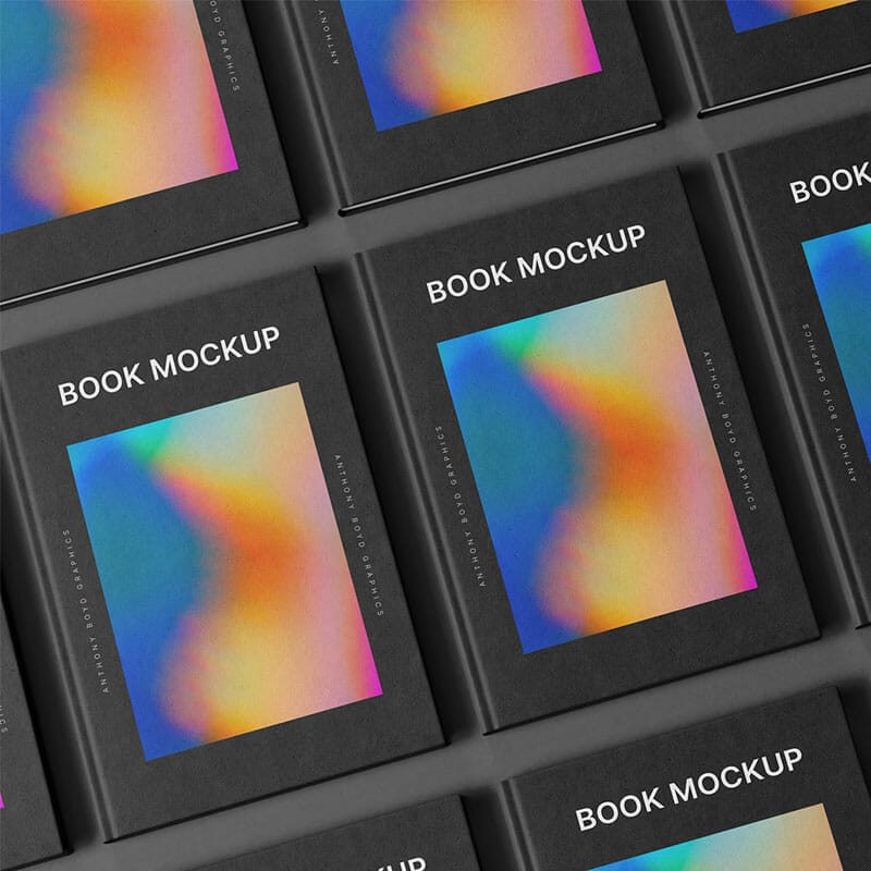 Free Book Grid Mockup PSD