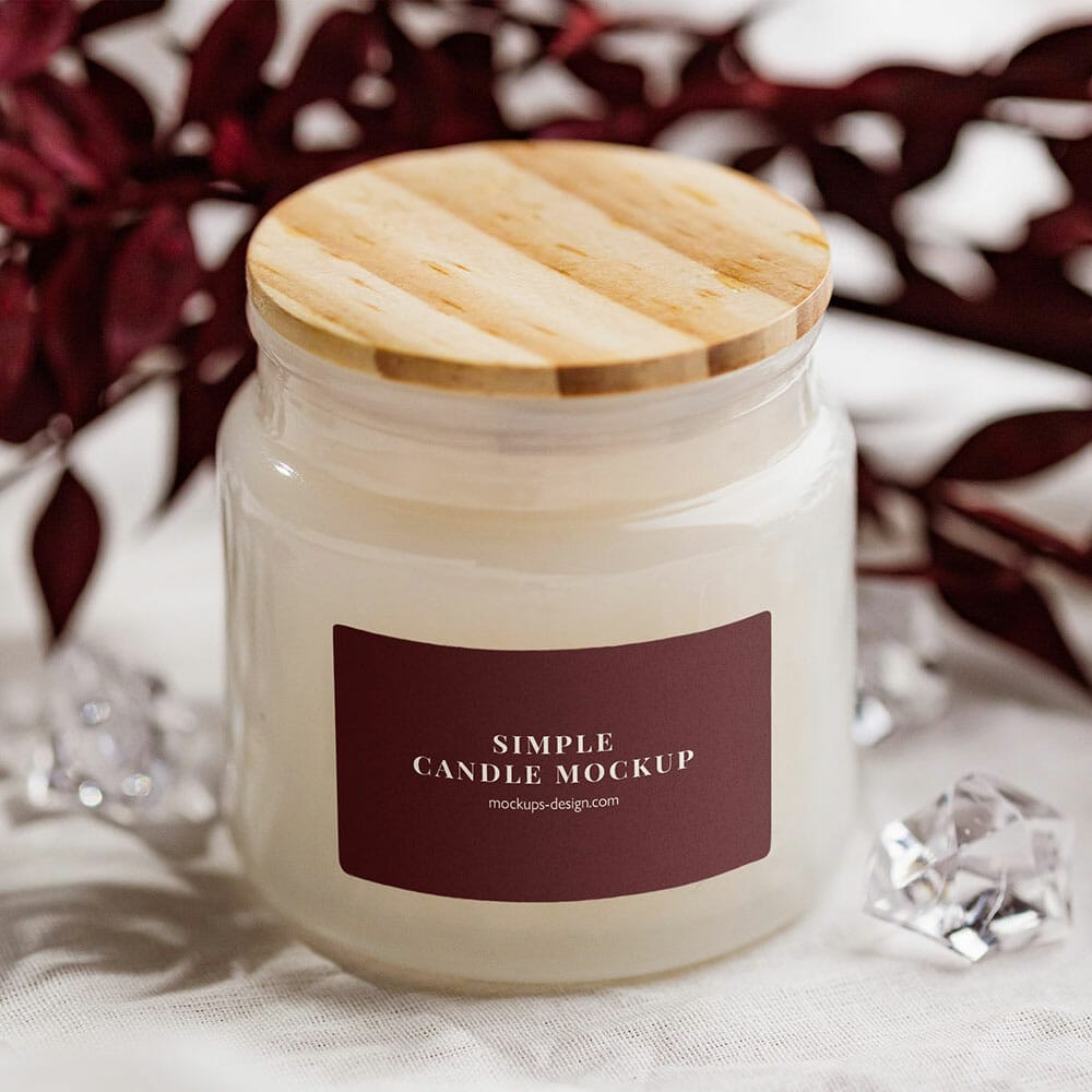 Free Bright Candle On White Background Mockup PSD