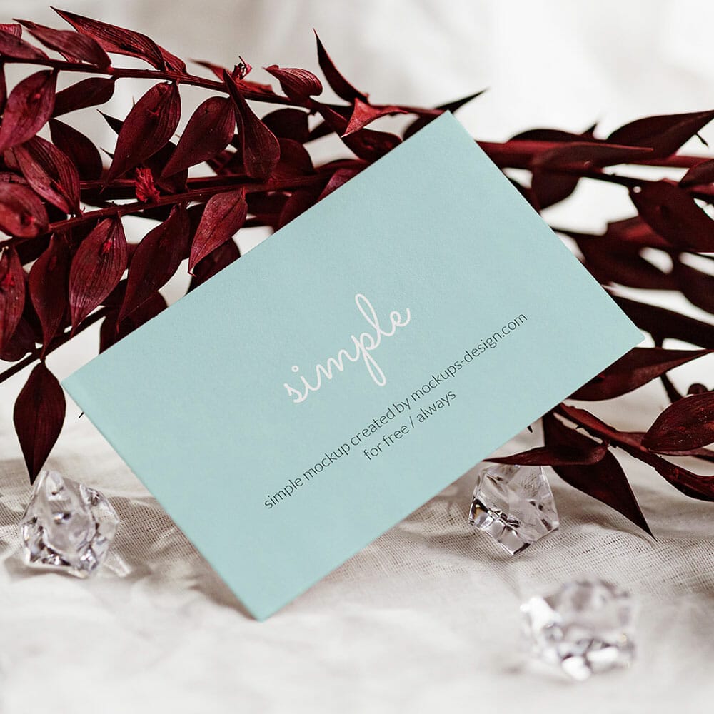 Free Business Card On Bright Background Mockup PSD