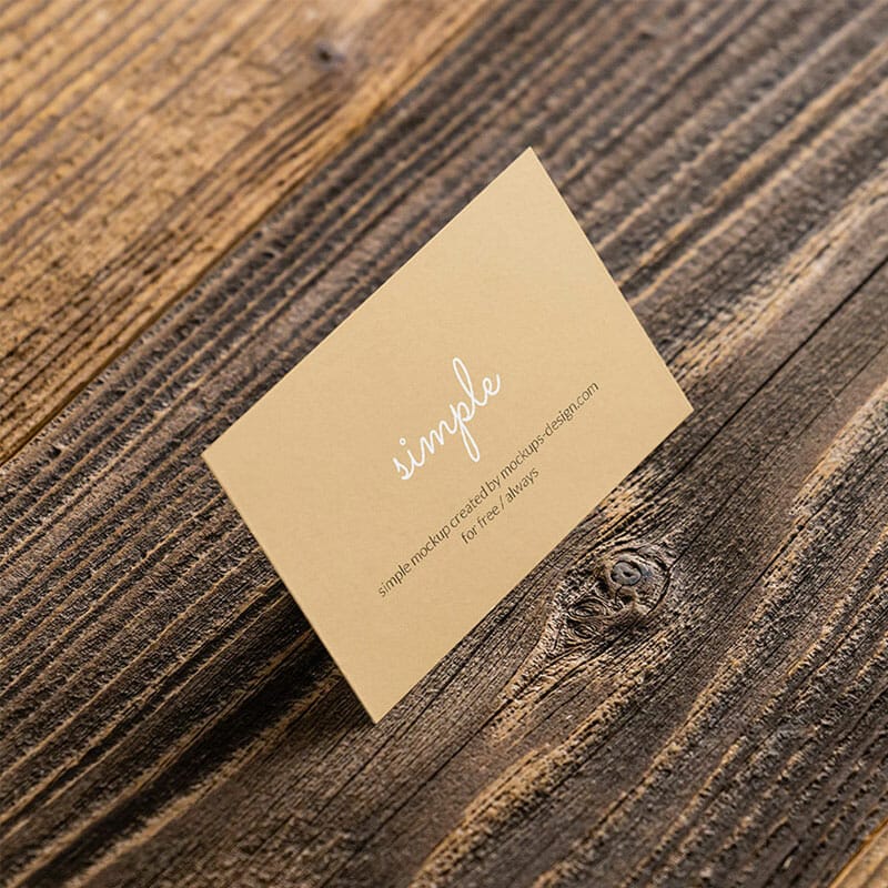 Free Business Card On Wooden Planks Mockup PSD