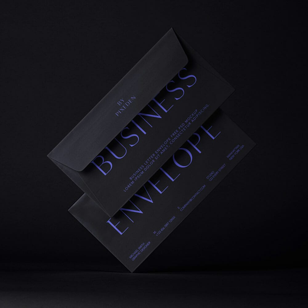 Free Business Letter PSD Envelope Mockup Set