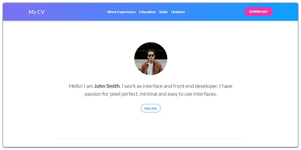 Free CV Template with Bootstrap