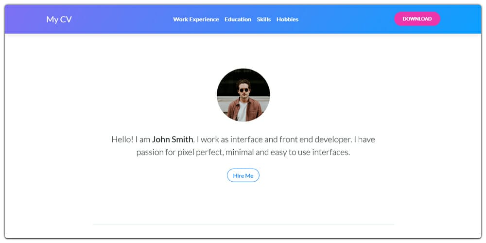 Free CV Template with Bootstrap