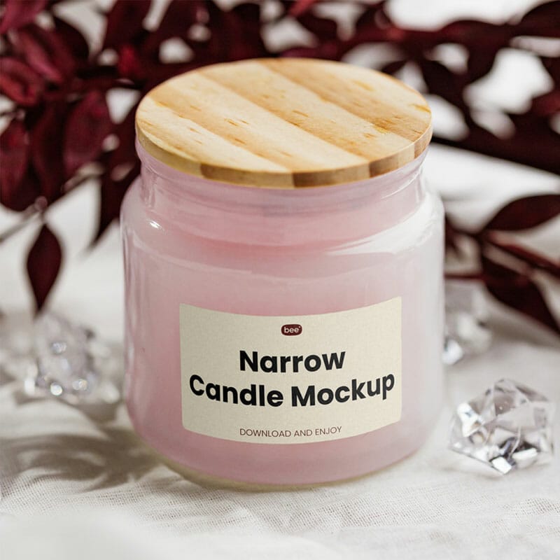 Free Candle With Wooden Cover Mockup PSD