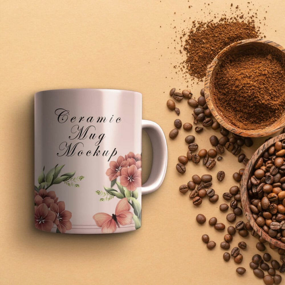 Free Ceramic Mug Mockup PSD Template