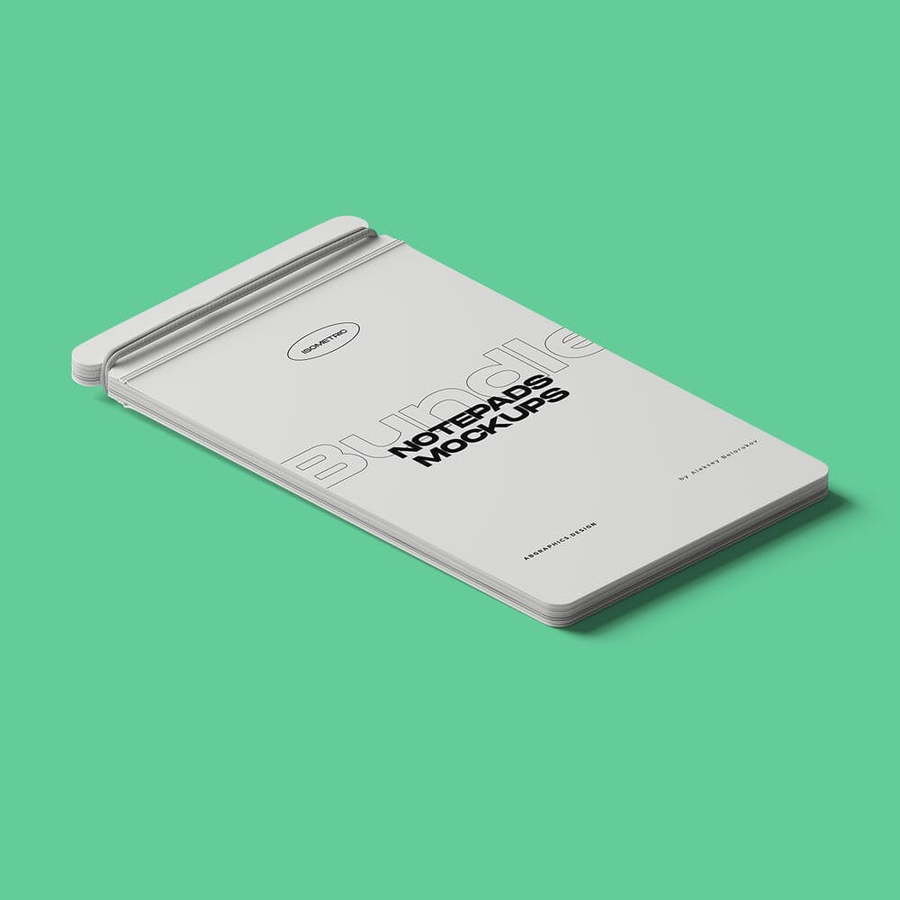 Free Closed Notepad With Rope Isometric Mockup PSD