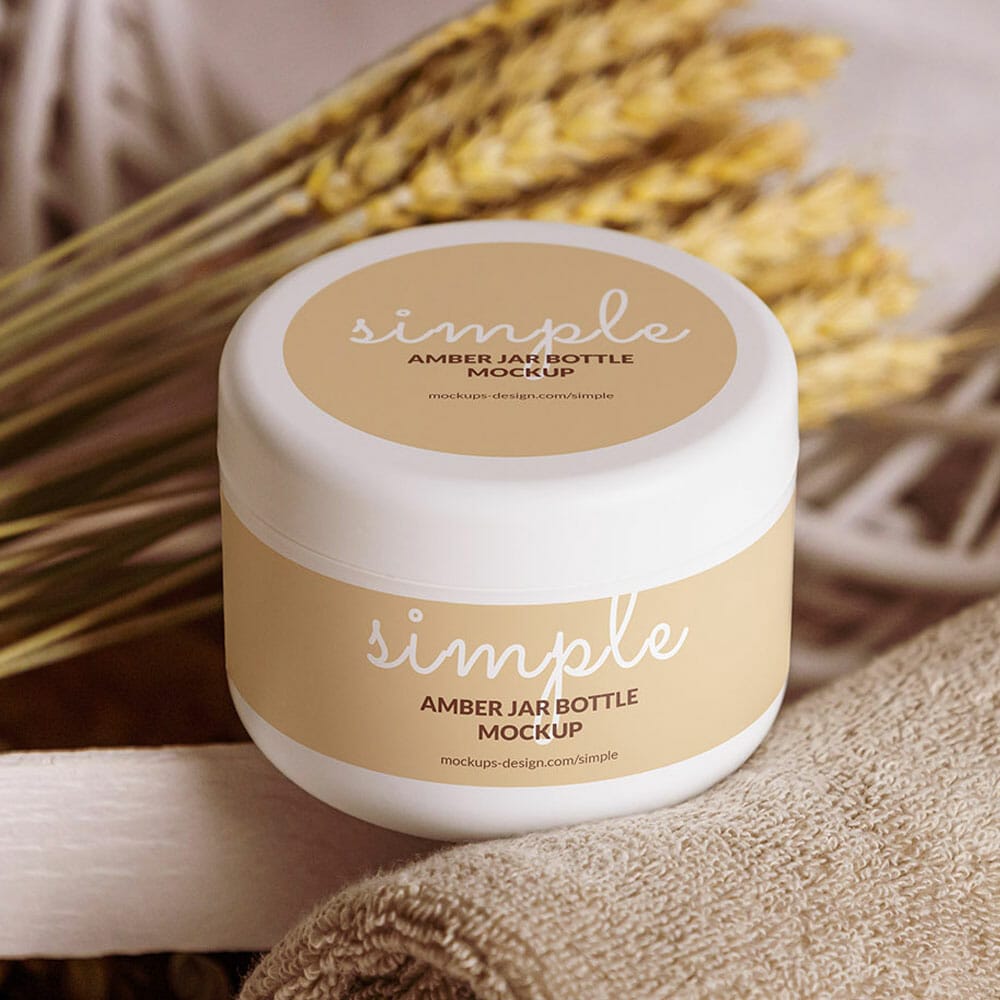 Free Cosmetic Jar With Label Mockup PSD