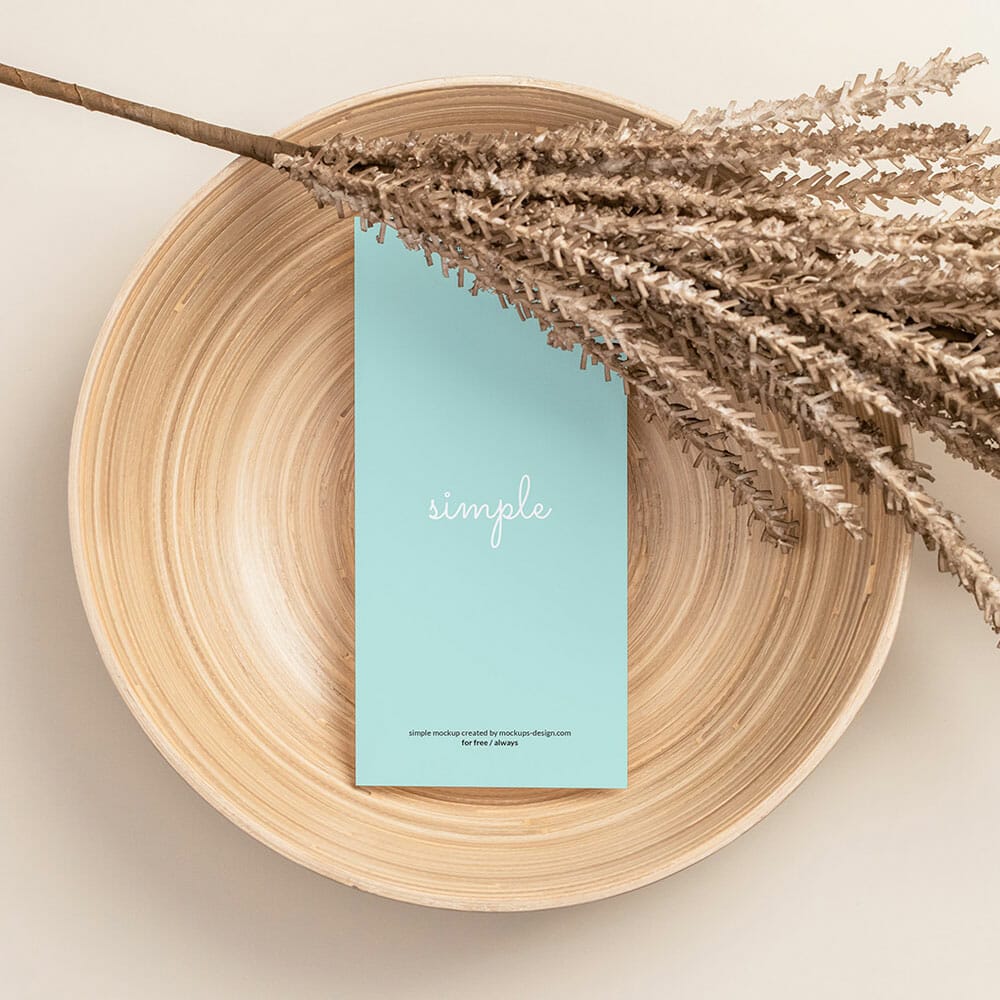 Free DL Flyer In A Wooden Bowl Mockup PSD