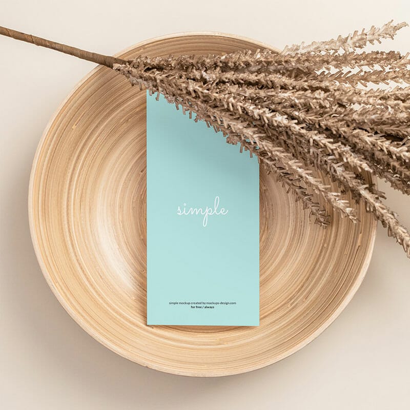 Free DL Flyer In A Wooden Bowl Mockup PSD