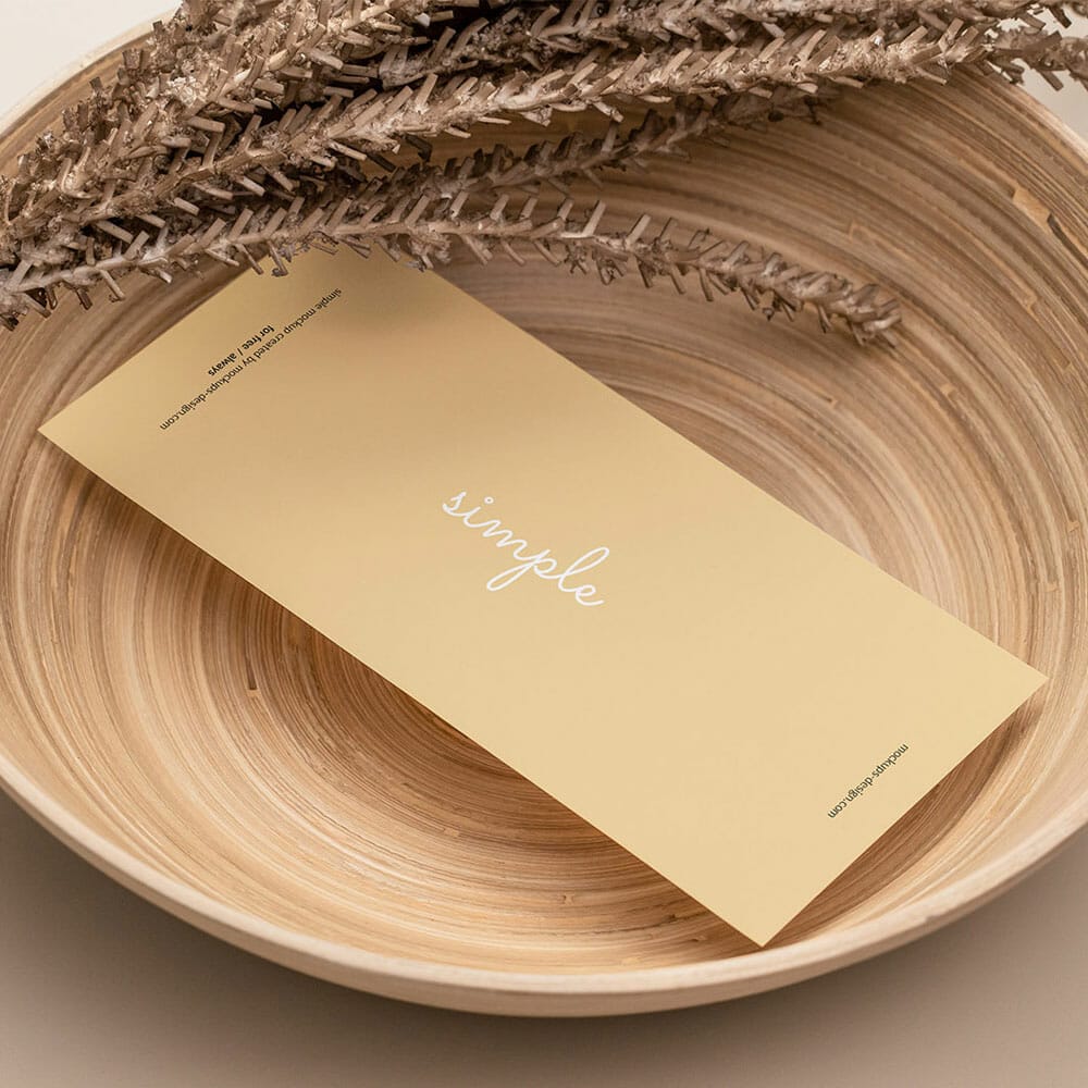 Free DL Flyer In Bamboo Bowl Mockup PSD